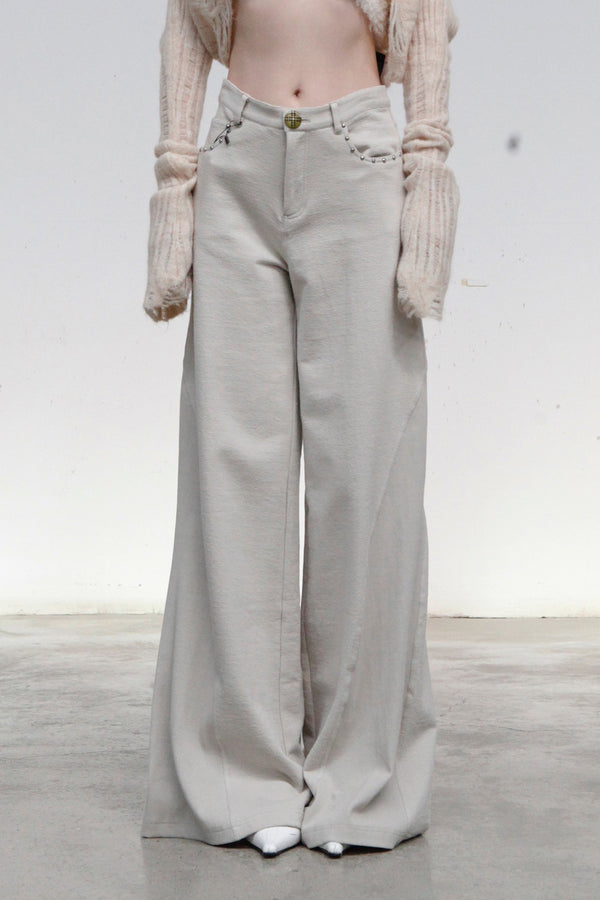 Rui Zhou Ribbed Wide Leg Pants Series RUI-RAW23WV09-YANHUI Smoke Gray